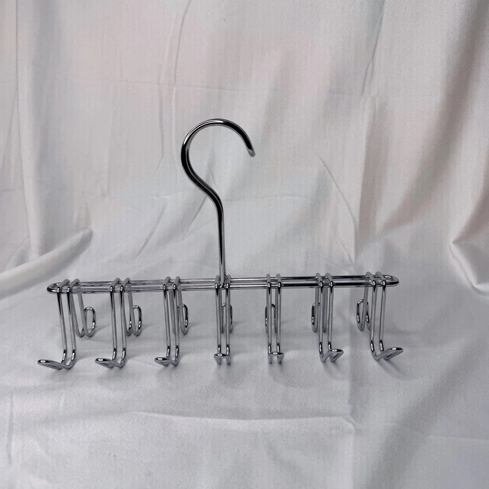 Chrome Belt and Tie Rack Organizer 14 Hook Metal Closet Hanger Silver